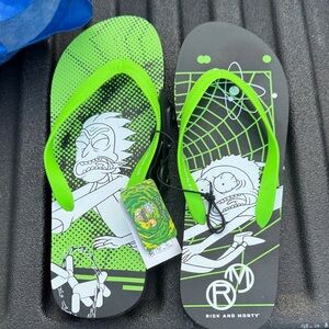 Rick and Morty Green Flip Flops